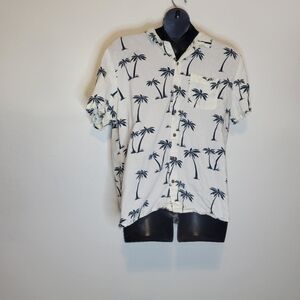 Line of trade mens xl linen blend Hawaiian palm tree print shirt